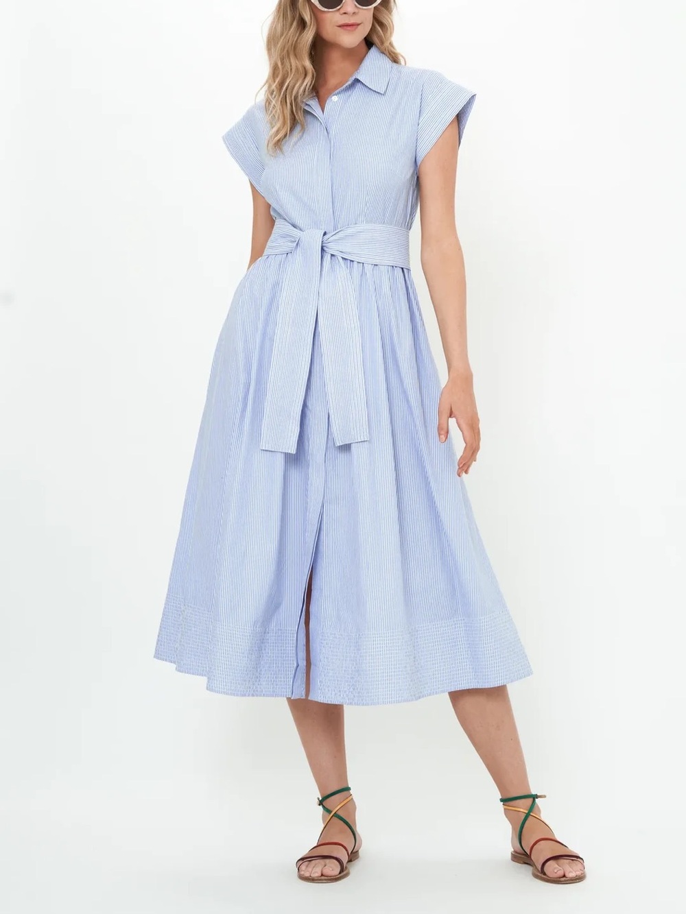 Chatham Blue Belted Shirt Dress